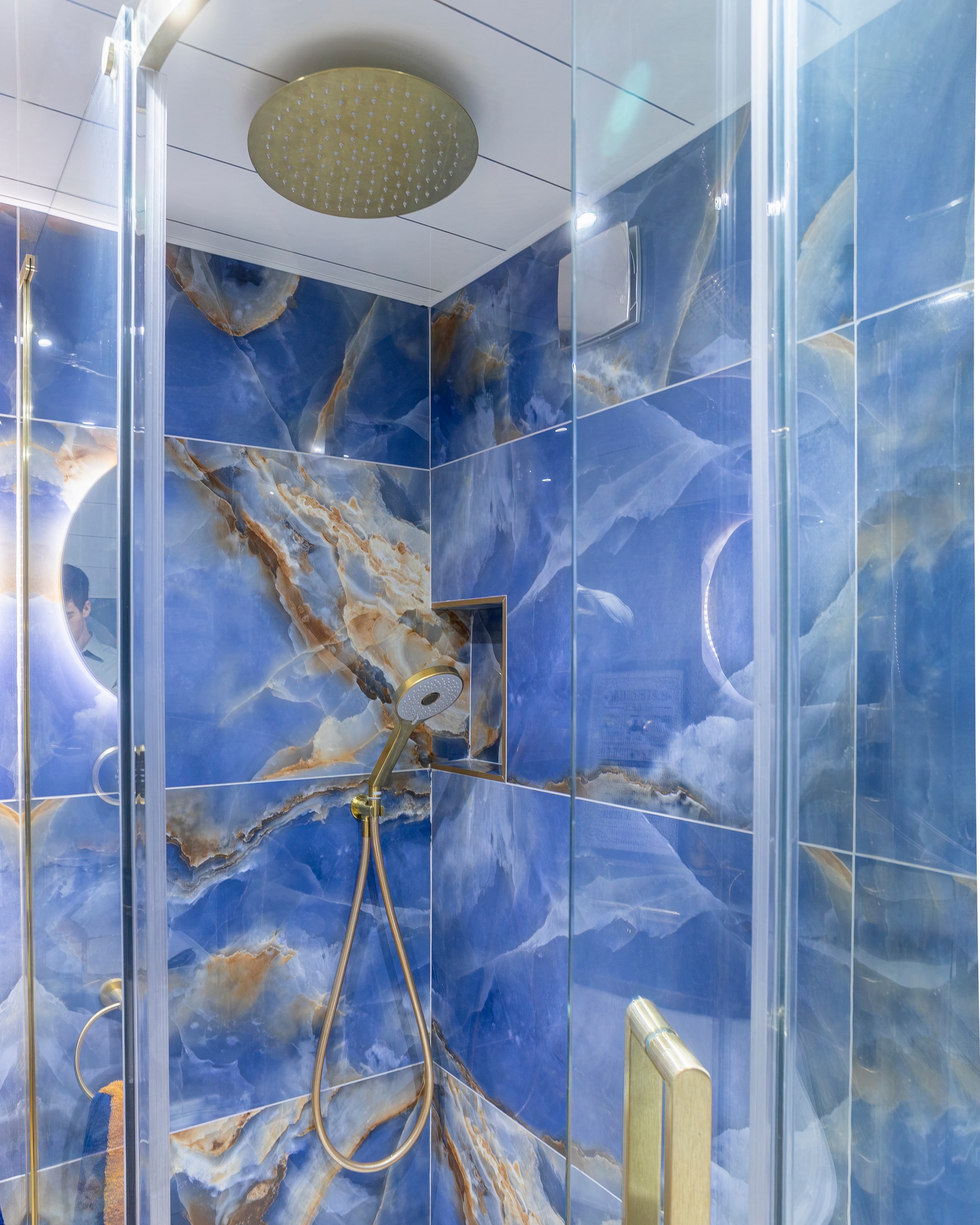 Blue onyx gold rainfall shower
