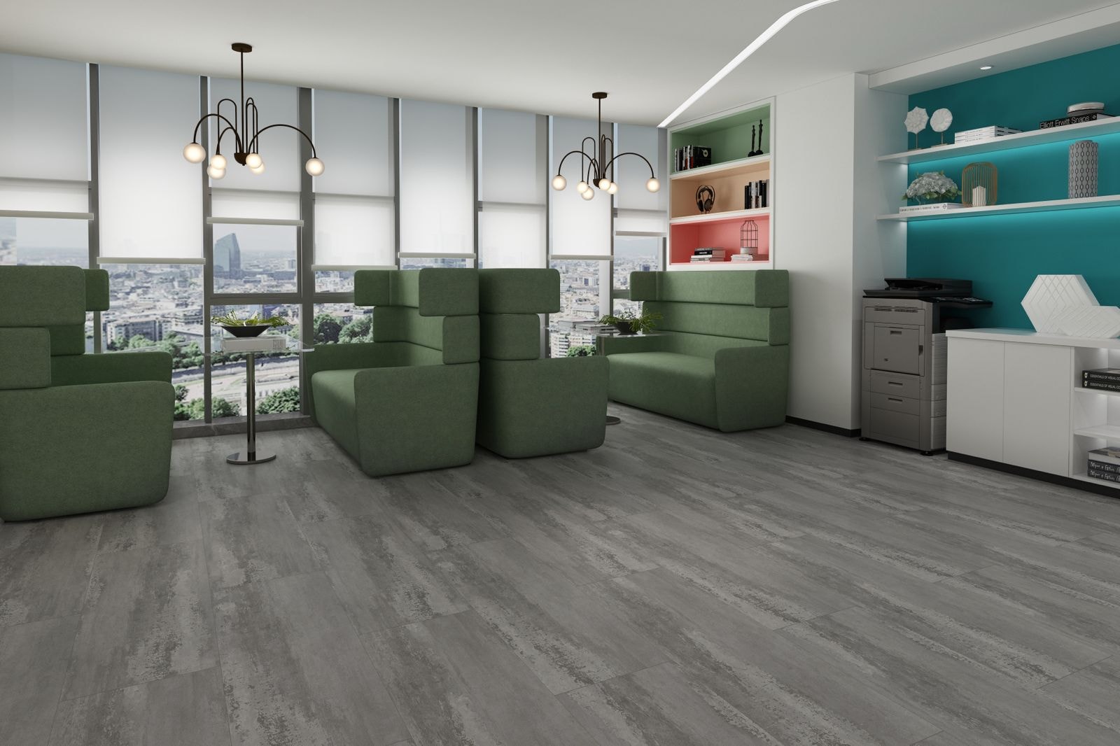 Cliflo luxury vinyl flooring — office lounge