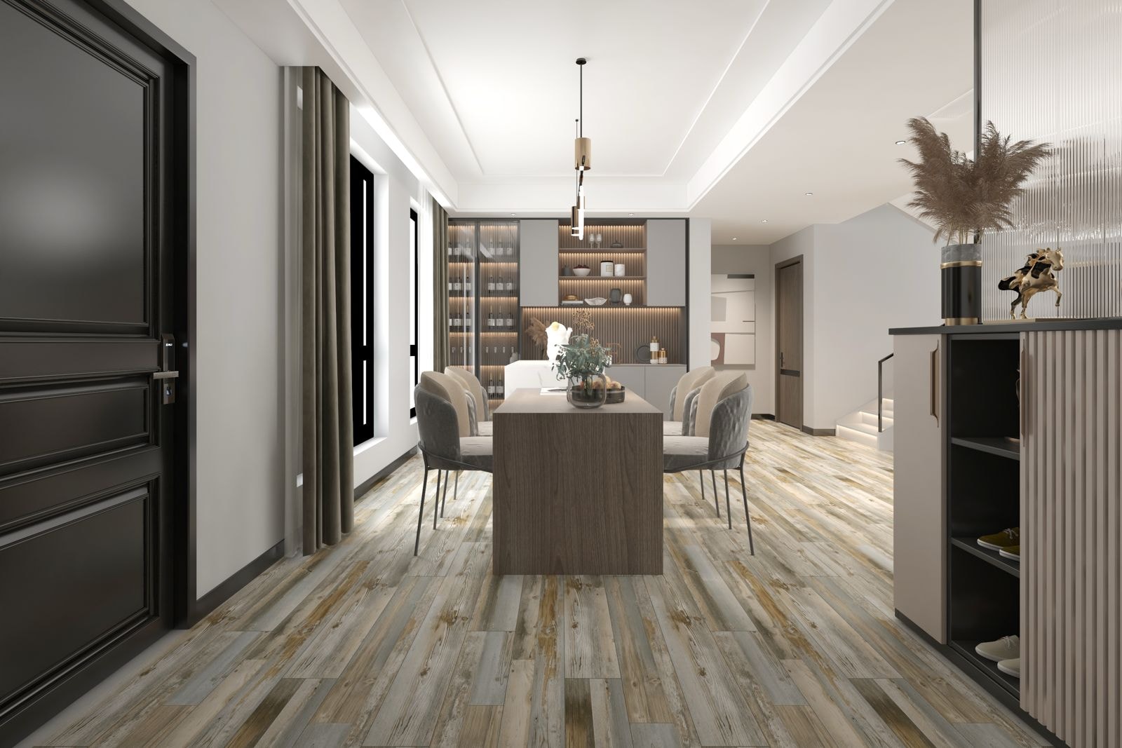 Cliflo luxury vinyl flooring — open plan dining kitchen