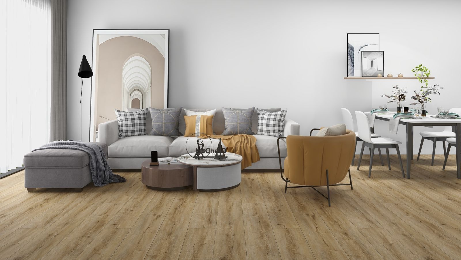Cliflo luxury vinyl flooring — warm oak open plan living