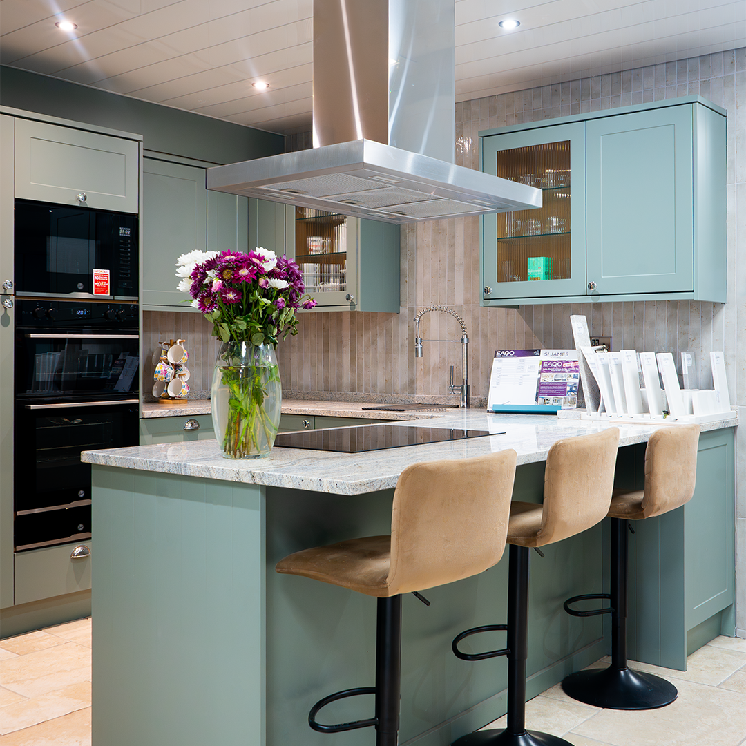 Grey kitchen by a window